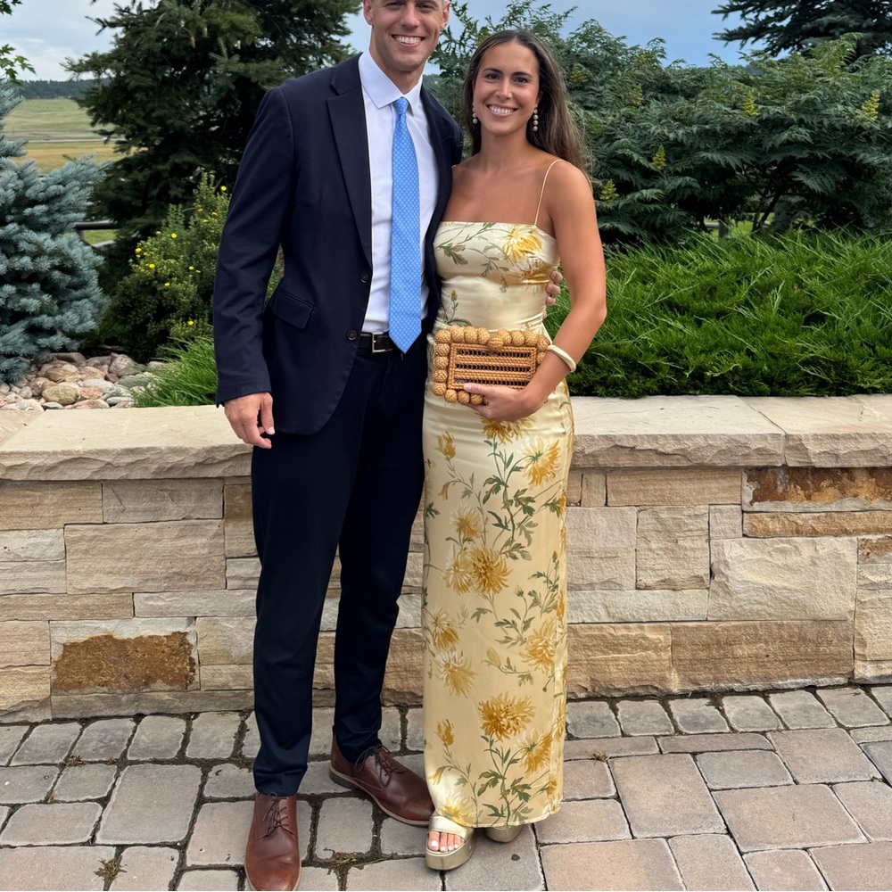 Reformation Frankie Silk Dress in Honeyglow